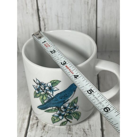 Bluebird Dogwood Flowers Porcelain Coffee Tea Cup Mug - Picture 3 of 4